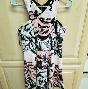 Express neoprene tropical print mini-dress